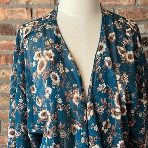 LULAROE Monroe Kimono with Fringe Summer Floral
